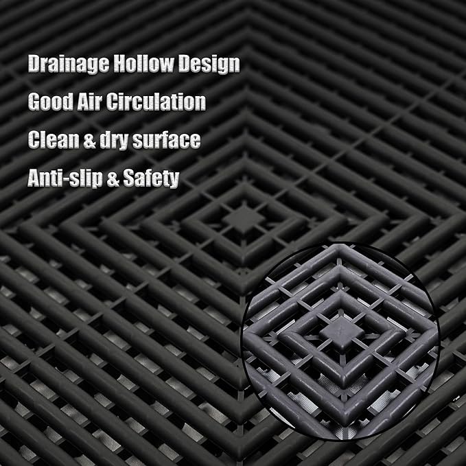 12 Pack 16"x 16"Interlocking Garage Floor Tiles, Modular Drainage Floor Mat - Image 3