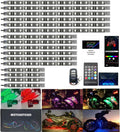 16Pcs RGB Motorcycle LED Underglow Kit Strips Waterproof Multi Color Music Accent Light APP Brake Signal Remote Control Accessories for ATV Can-Am Harley Davidson Honda Kawasaki Suzuki