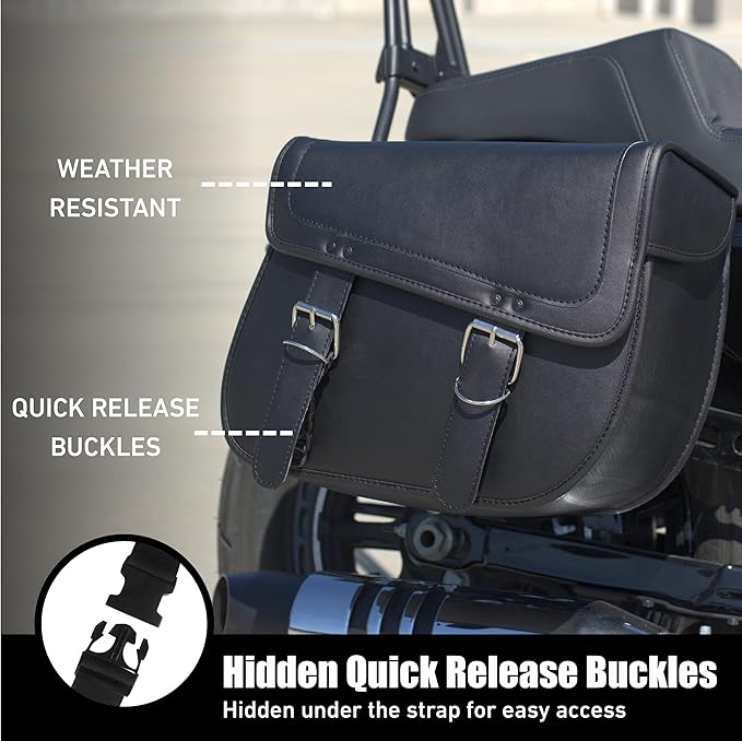 Nomad Leather Motorcycle Saddlebags Large Quick-Easy Universal Fit Throw Over - Image 2