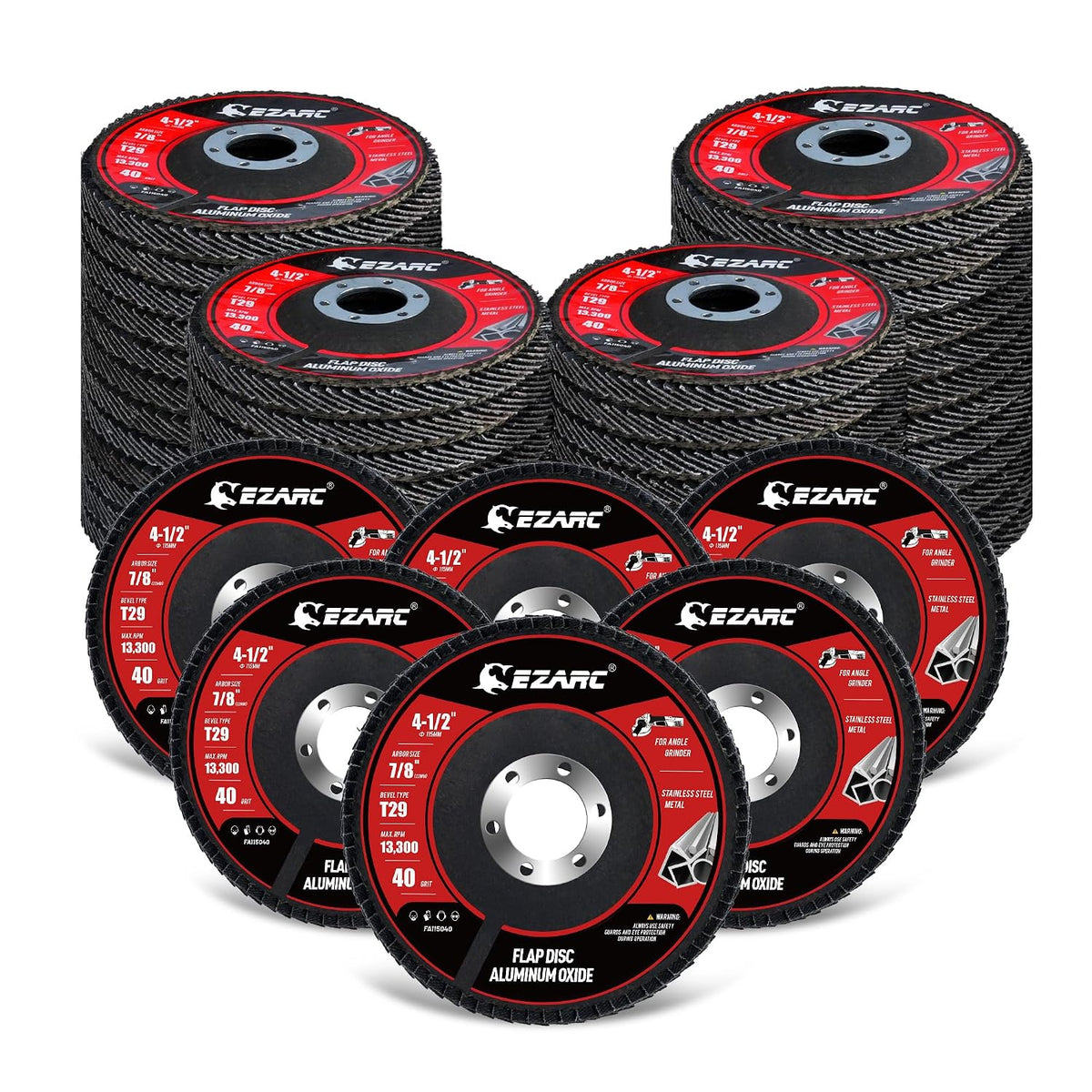 ezarc aluminum oxide flap discs 40 grit, 4-1/2, main product view