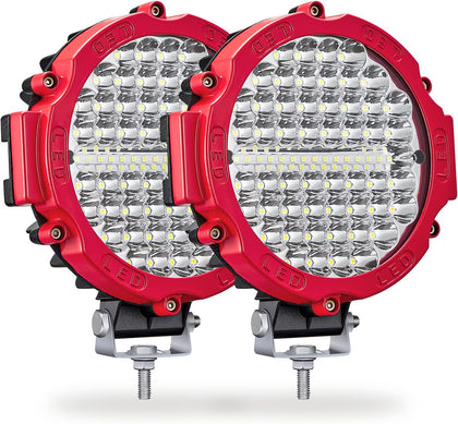 Round LED Light Pods, 7 Inch 120W 10000lm LED Off Road Driving Auxiliary Fog (2 Pack)