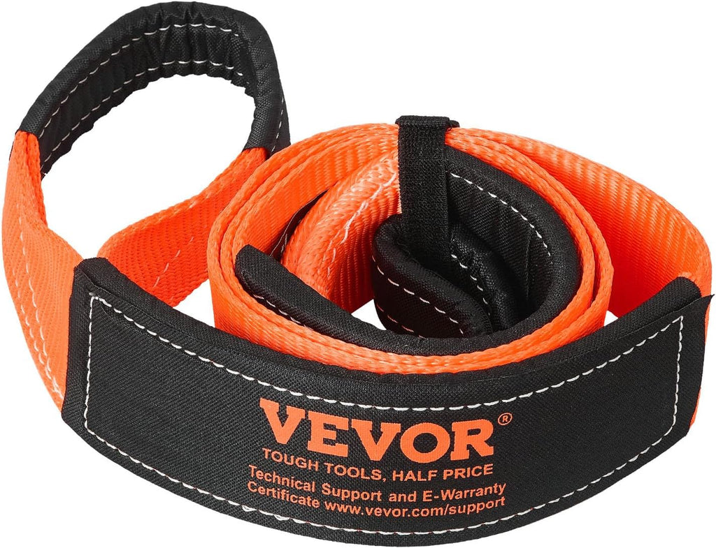 VEVOR Recovery Tow Strap 3 inches, 8 feet 36,000 lbs Break Strength, Triple Reinforced Loop Straps, Tree Saver, Winch Line Extension Strap, Off Road Towing and Recovery, Extreme Weather Resistance