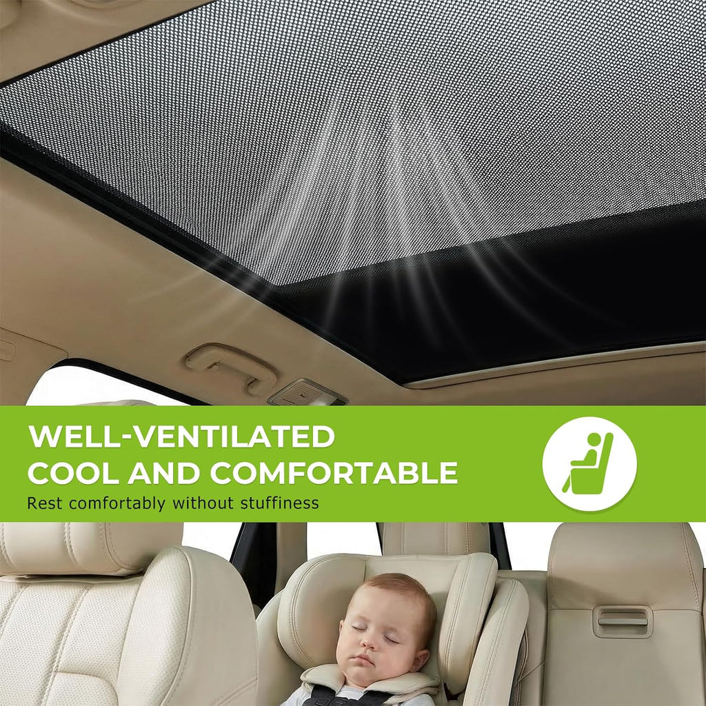 Car Sunroof Sun Shade, 25.6"×39.4" Magnetic Auto Roof Sun Shield Cover, Breathable Mesh Vehicle UV Protection Sunshade for Moonroof & Side Windows, Car Accessories