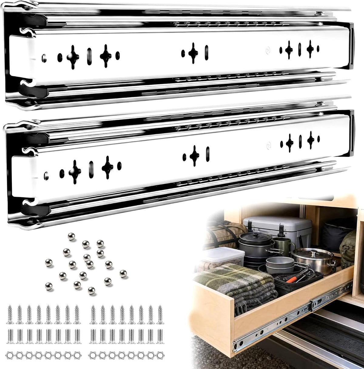 32 inch heavy duty drawer slides, side mount, main product view