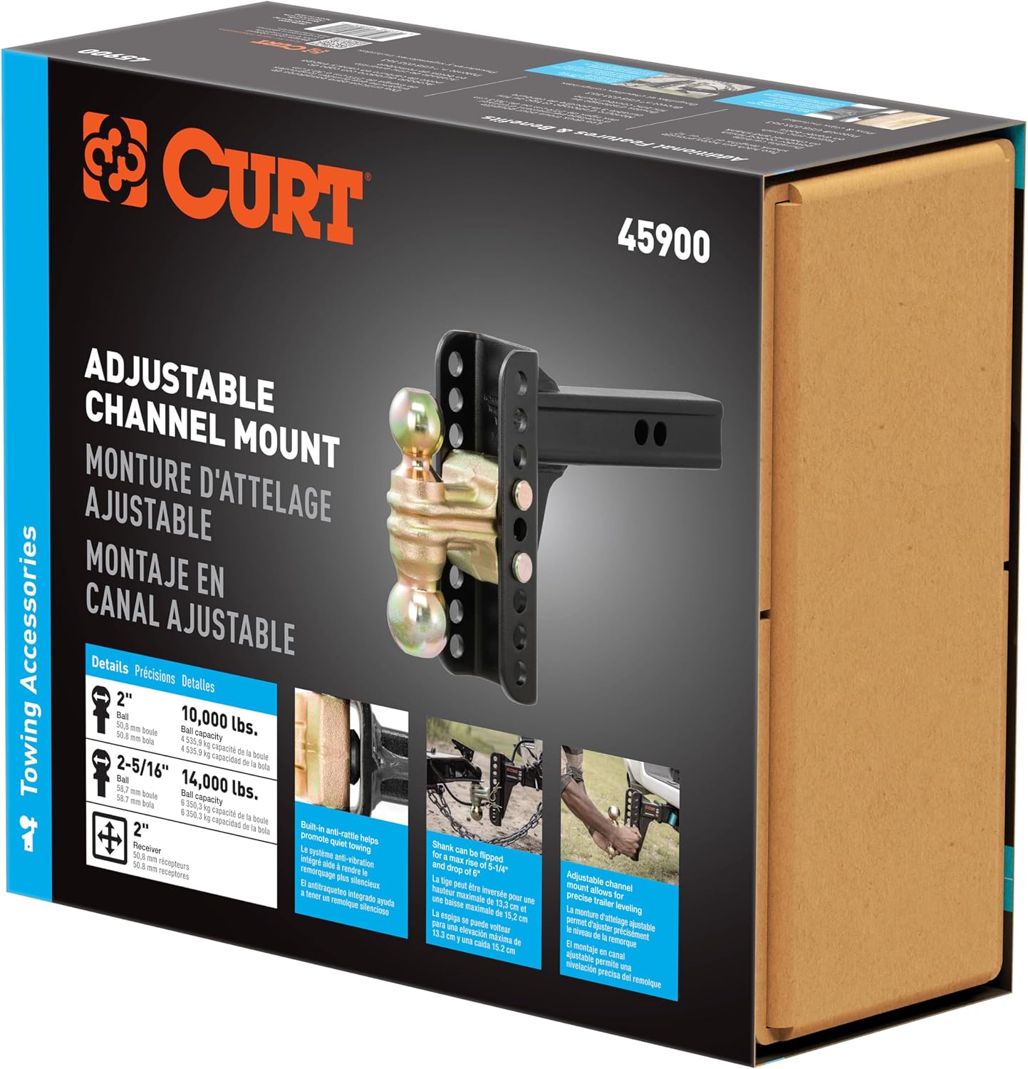 CURT Manufacturing 45900 Channel-Style Adjuastable Dual Ball Mount