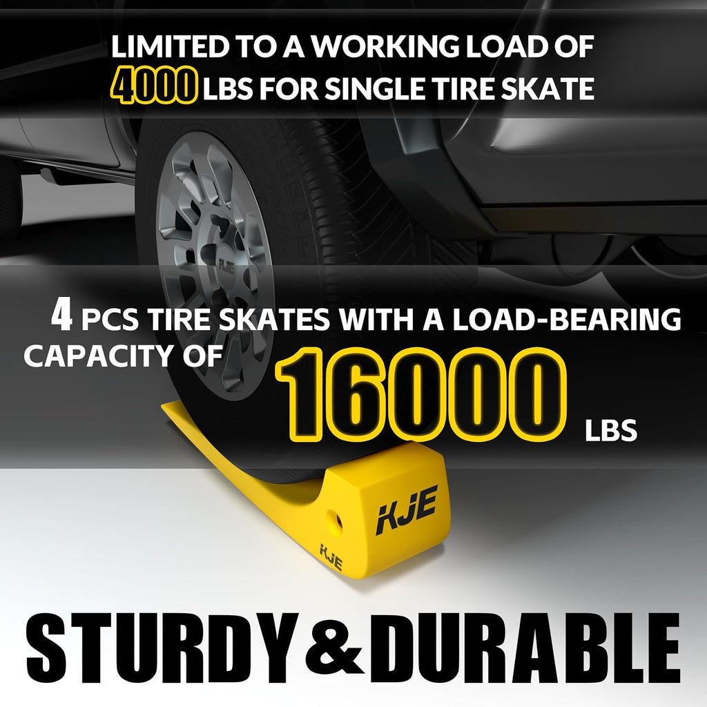 KJE 4 Pack Tire Skates, 3.2'' Width, Towing Skates 16000 lb Working Load, Tow Truck Skates for Flatbed Trailer Accessories