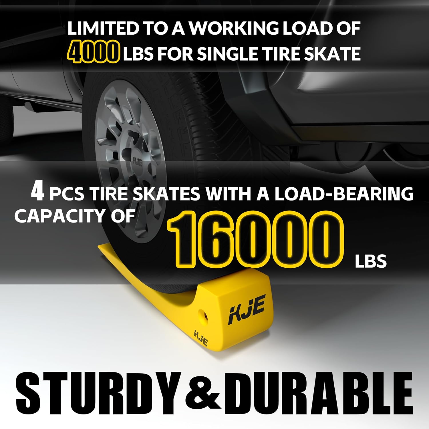 KJE 4 Pack Tire Skates, 3.2'' Width, Towing Skates 16000 lb Working Load, Tow Truck Skates for Flatbed Trailer Accessories