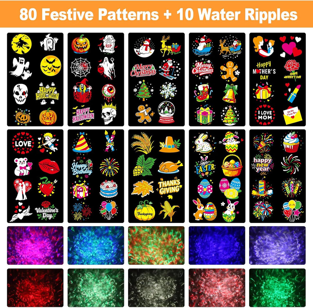 2026 Upgraded Halloween Projector, 8 Patterns (Ocean Wave & Patterns),8 T...