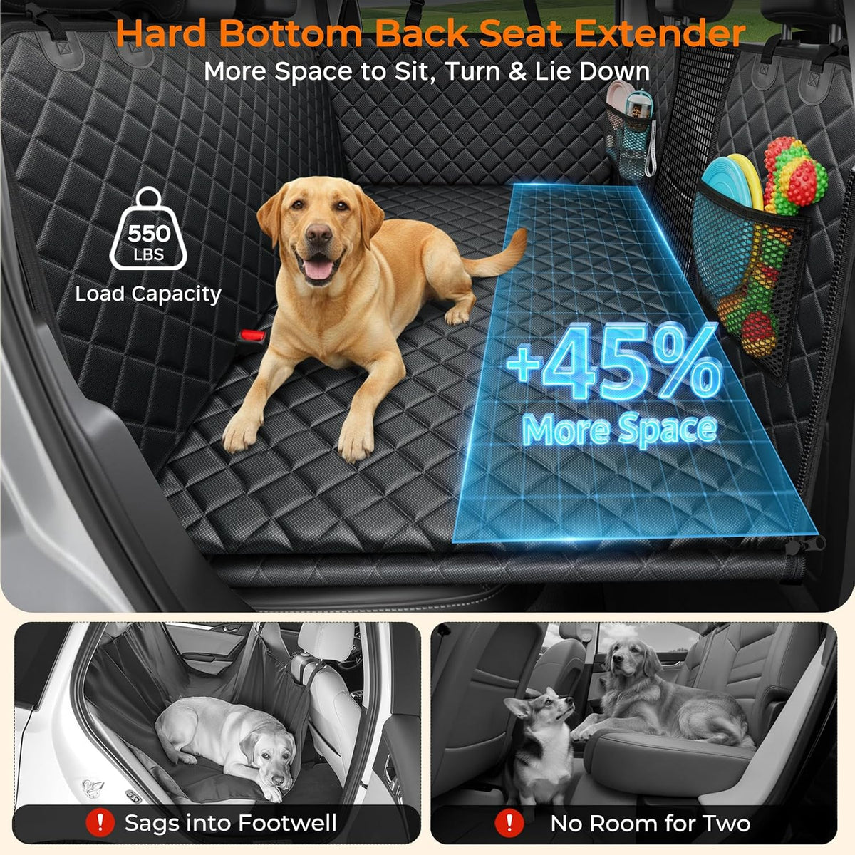 urpower back seat extender for dogs, large hard shown in use