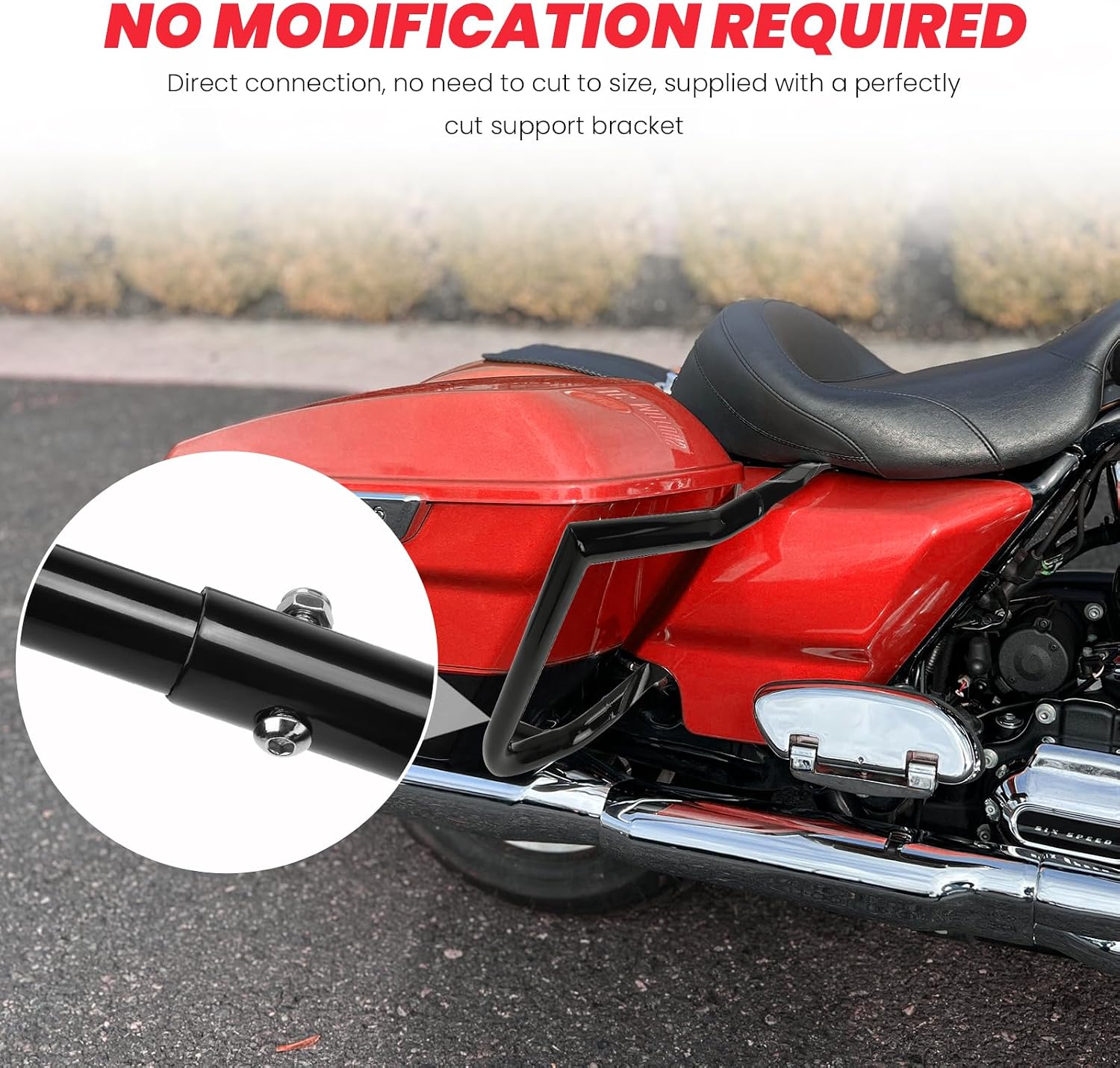 2014-2026 Rear Saddlebag Guard Crash Bar for Harley Touring Street Glide Road Glide Road King Electra Glide w/Cash Bar Support Bracket Kit