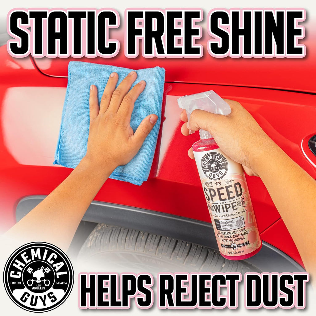 Chemical Guys Speed Wipe Quick Detailer - High Gloss, Streak-Free Shine, Detail Spray for Cars, Trucks, Motorcycles, RVs, and More, Safe on Paint, Glass, Wheels, and Trim, Cherry Scent, 16 fl oz