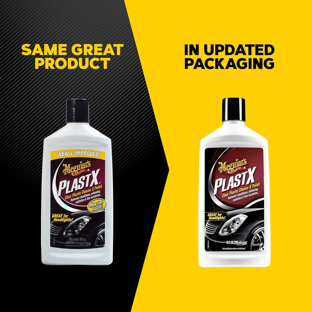 Meguiar's PlastX Clear Plastic Polish, Headlight Restoration Polish, Plastic Cleaner & Scratch Remover, Restores Clarity, Removes Yellowing, Oxidation & Cloudiness, 10 Oz