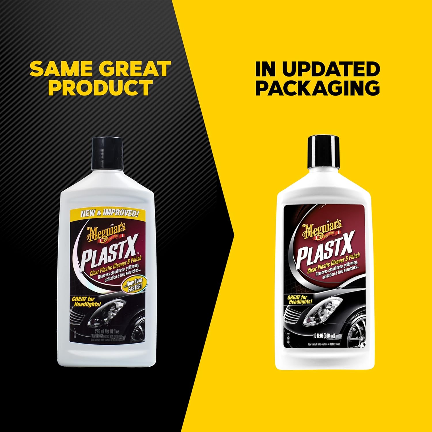 Meguiar's PlastX Clear Plastic Polish, Headlight Restoration Polish, Plastic Cleaner & Scratch Remover, Restores Clarity, Removes Yellowing, Oxidation & Cloudiness, 10 Oz