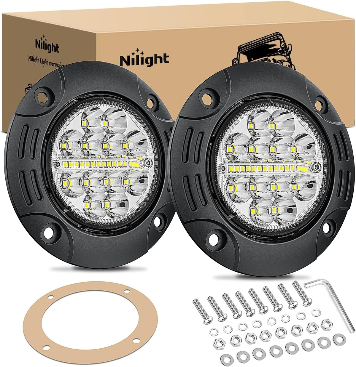 nilight flush mount led light pods 2pcs 5, main product view