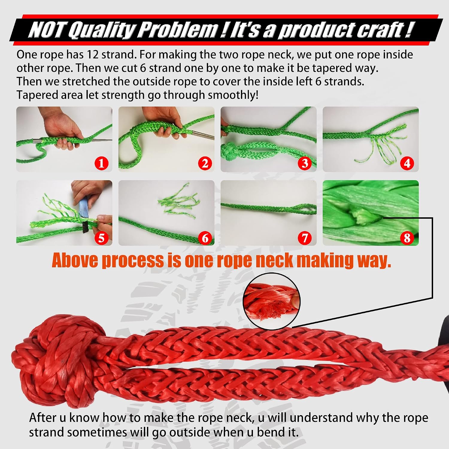 TOUGH 2 Pcs Synthetic Soft Shackle 1/2 x 22 Inch (55,000lbs Breaking Strength) Rope Shackle with 4 Sleeves for Sailing SUV ATV Truck Jeep Off Road Recovery (1/2" X22" Plus, Orange 2-Pack, 2)