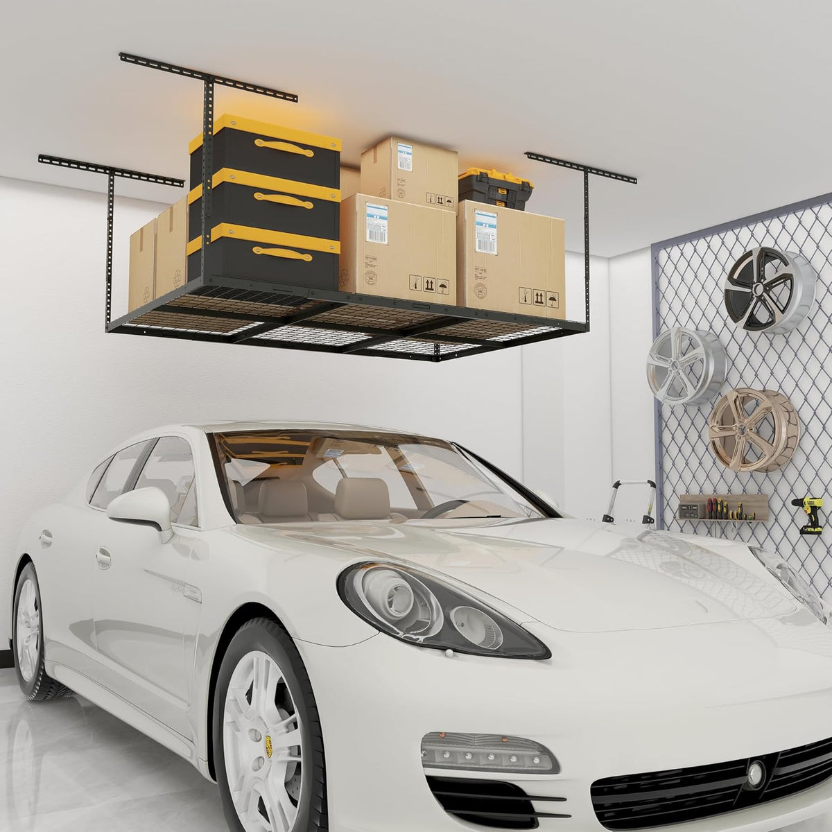 4x6ft overhead ceiling garage storage rack, 450lbs capacity, main product view