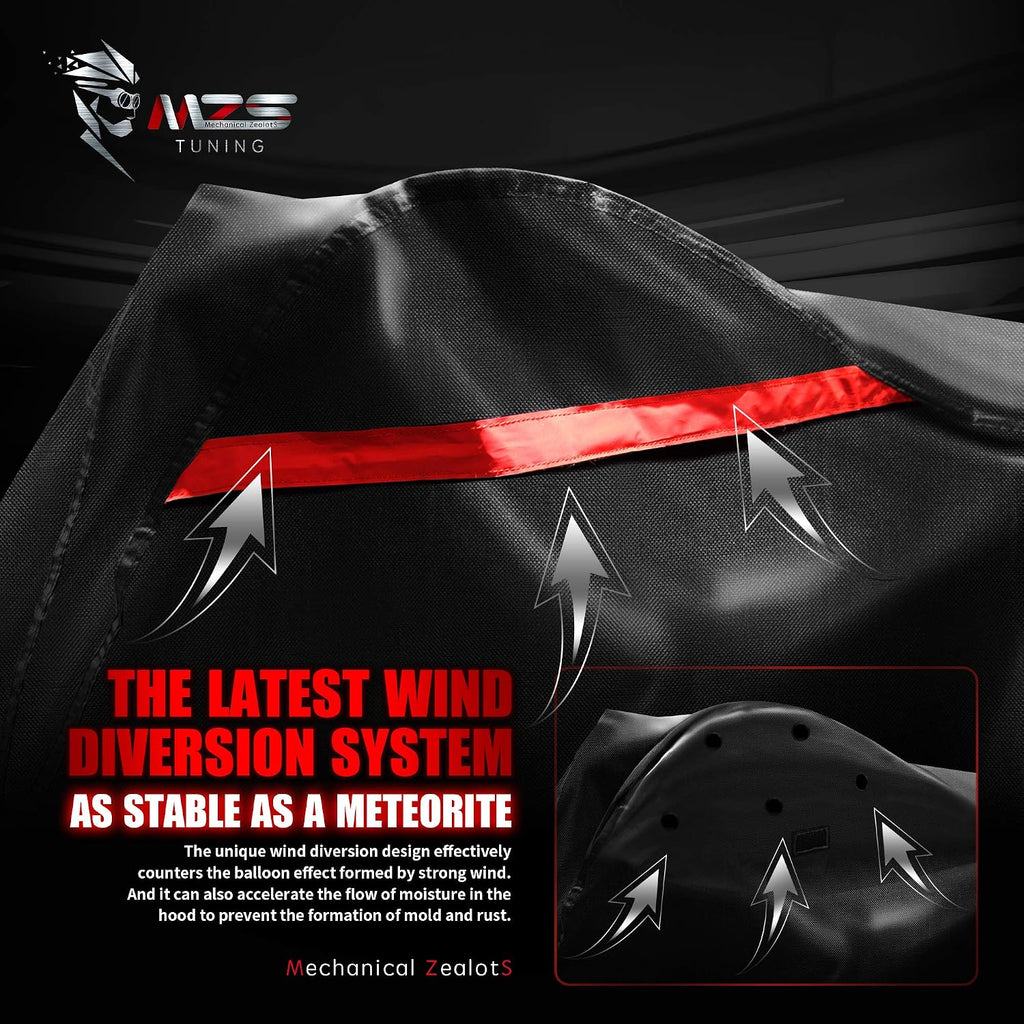 MZS Motorcycle Cover Waterproof Outdoor Compatible With XR1200X XG750A SCL500 CB750 KLR650 R1200GS Scrambler Vstrom Diavel Transalp DR650S Tenere XR650L, All Weather Outdoor Protection Covers Storage