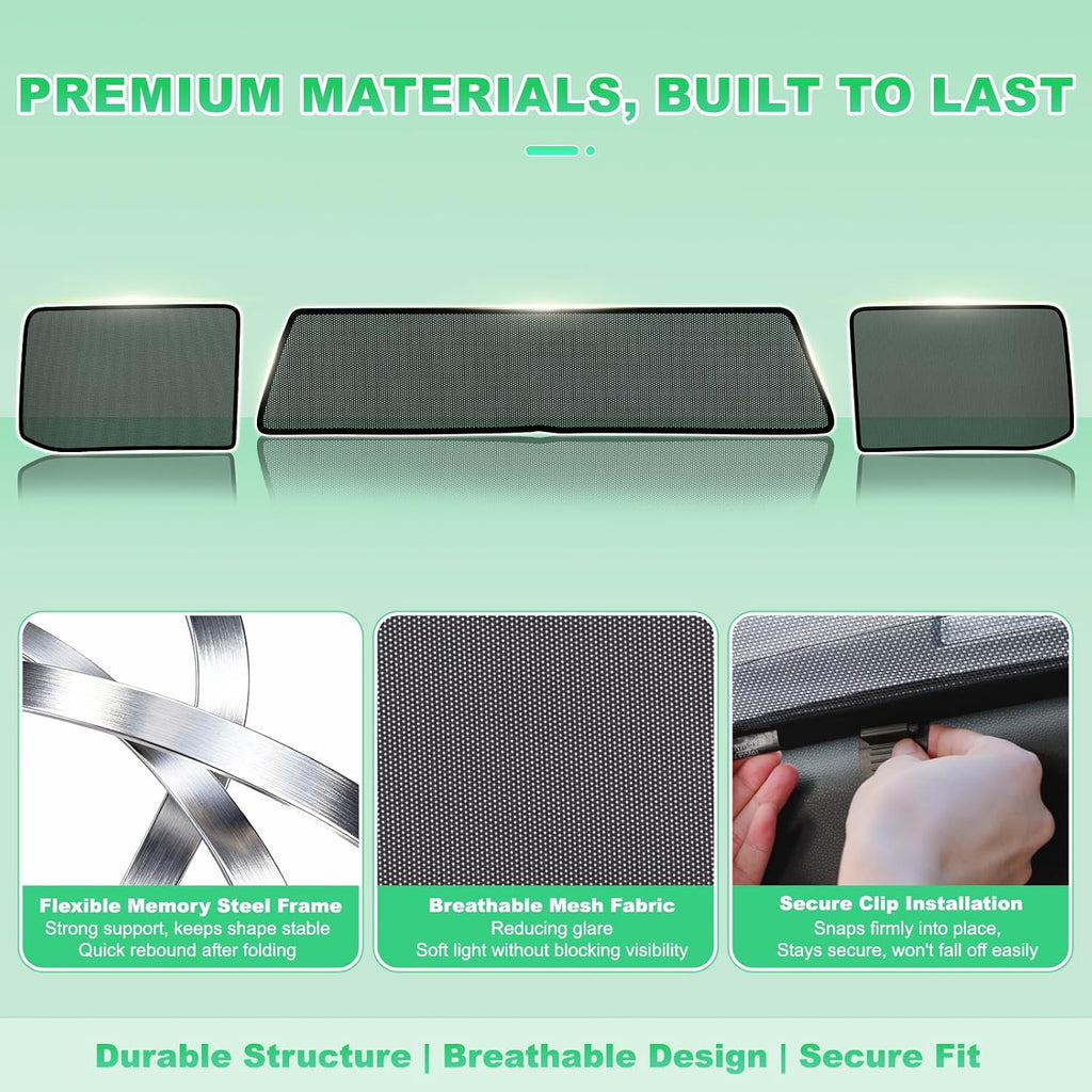 F150 Rear Window Shades 2015-2020, 3PCS Full Coverage Set | Custom Fit, Full Rear Window Coverage, Heat & UV Protection, Privacy & Ventilation