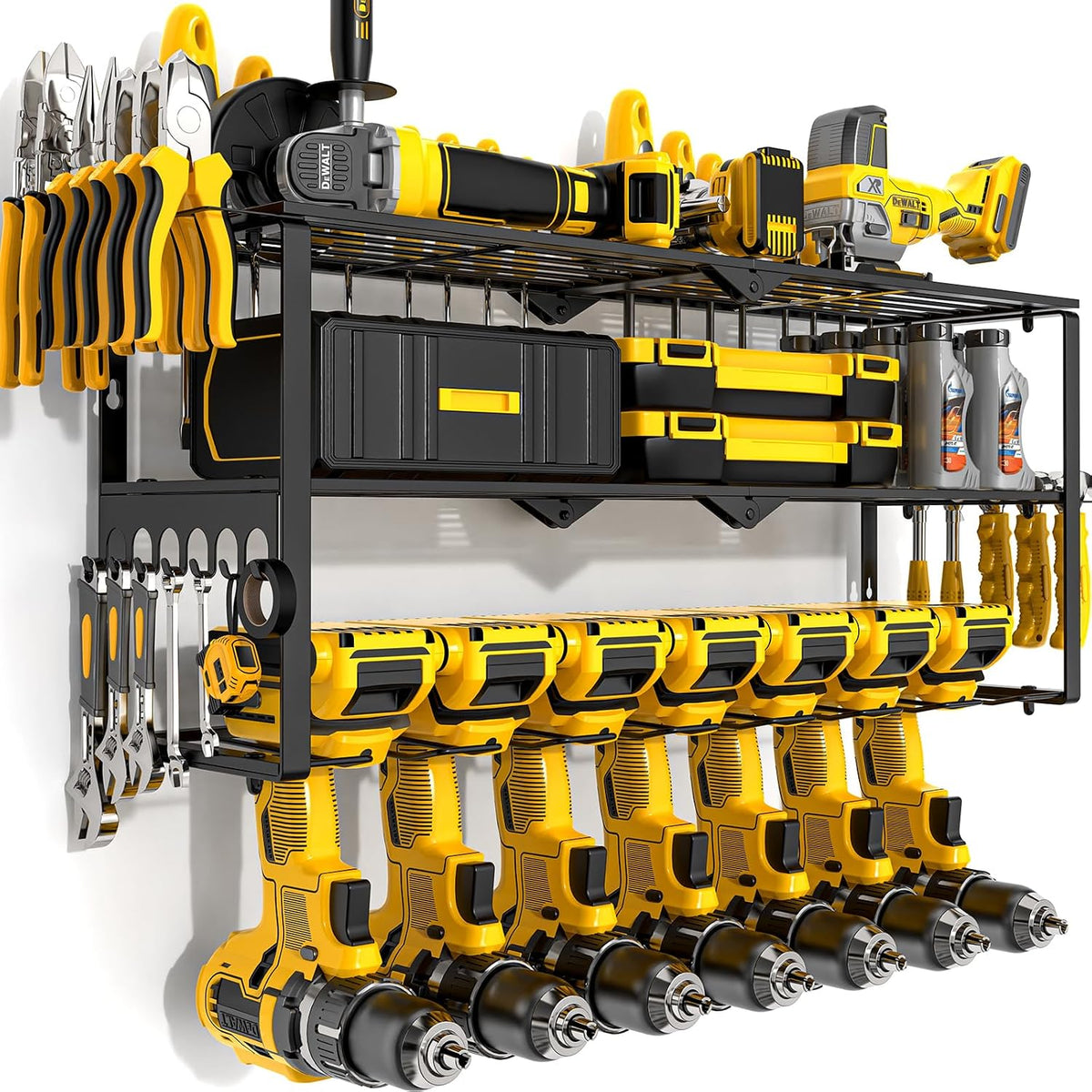 Power Tool Organizer Wall Mount Cordless, 15 Min Fast Install Metal Garage Tool