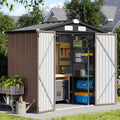 aoxun 6x4 ft outdoor storage shed, brown, main product view