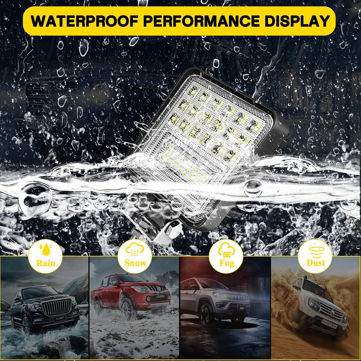 led pod lights 4.5in 126w tractor work lights showing dimensions