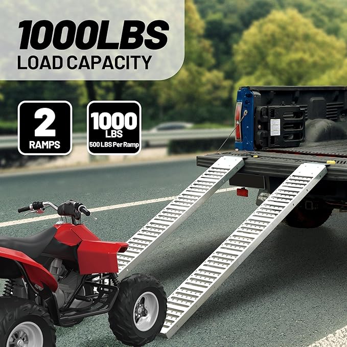 Rockland 84" x10" Steel Truck Ramps, 1000 LBS Capacity, Portable Trailer Ramps - Image 2