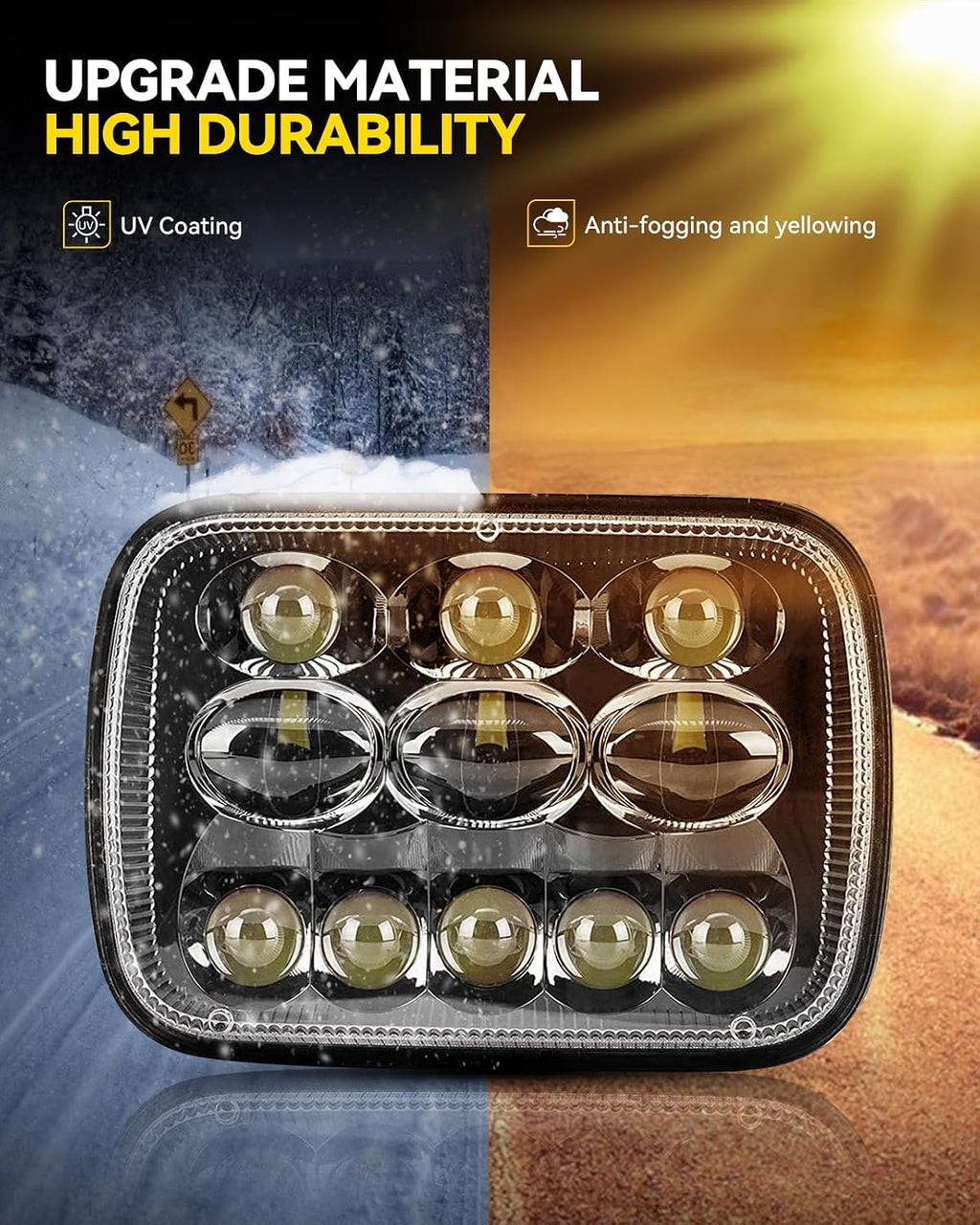 Torchbeam 5x7 Led Headlights 7x6 Headlight Assembly with High Low Beam H6054 6054 Headlamp Replacement for XJ YJ Cherokee Savana Truck with H4 Adapters 300% Brighter