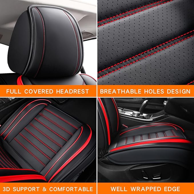 Leather Car Seat Covers Full Set, Universal Faux Leather Car Seat Covers 5 Seats - Image 6