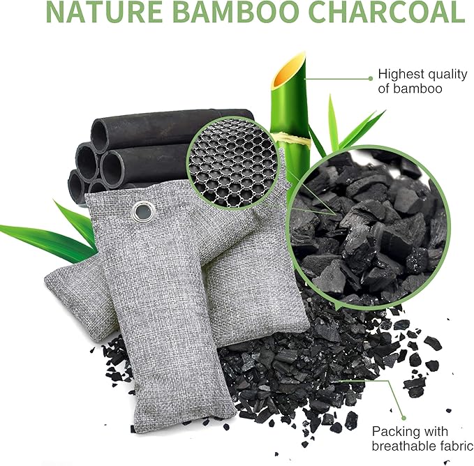 6 Pack Bamboo Charcoal Air Purifying Bag, Activated Charcoal Bags Odor Absorber - Image 2