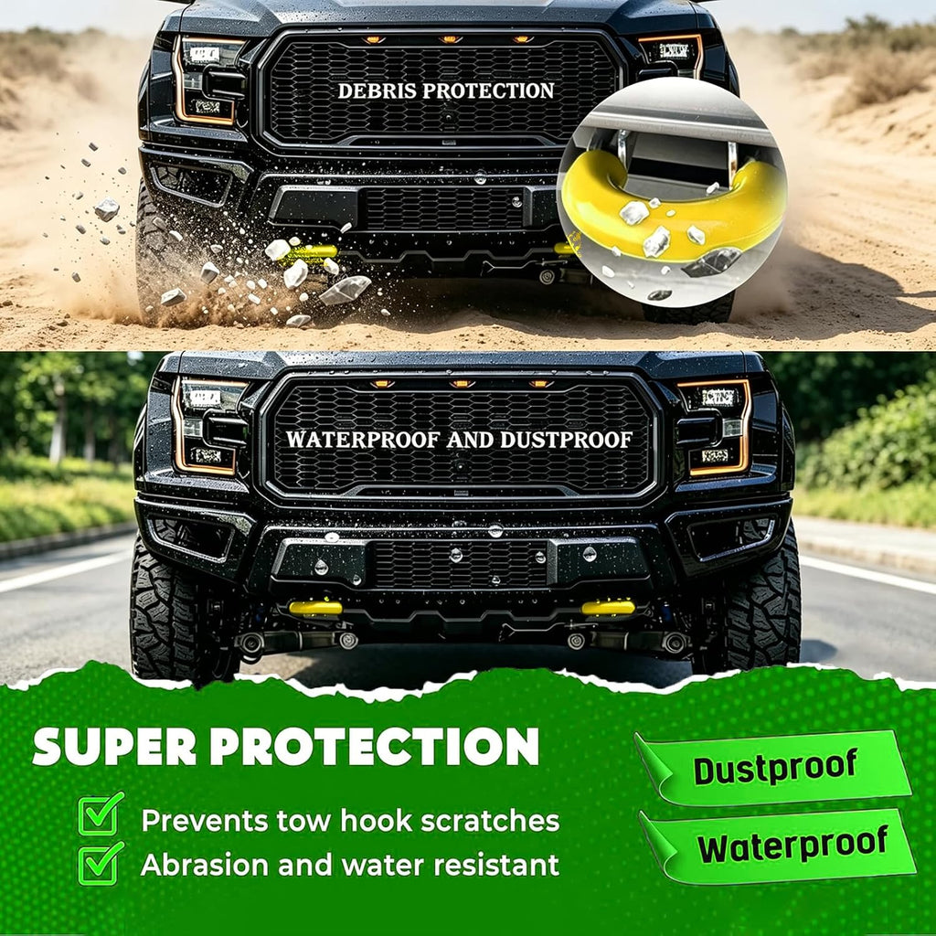 Tow Hook Cover for 2004-2026 Ford F-150 & 2021-2026 Bronco Base/Big Bend/Outer Banks, Compatible with 2017-2021 Toyota Tundra, F150 Accessories, Silicone Tow Hook Covers, Yellow (2 Pack)