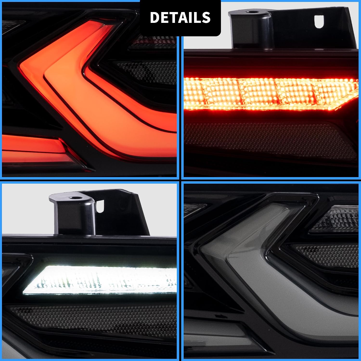 VLAND Led Tail Lights Compatible with Camaro Coupe 2014 2015 LT LS SS ZL1 w/Red Turn Signal Rear Lamp Assembly Smoke Lens Sold as Pairs