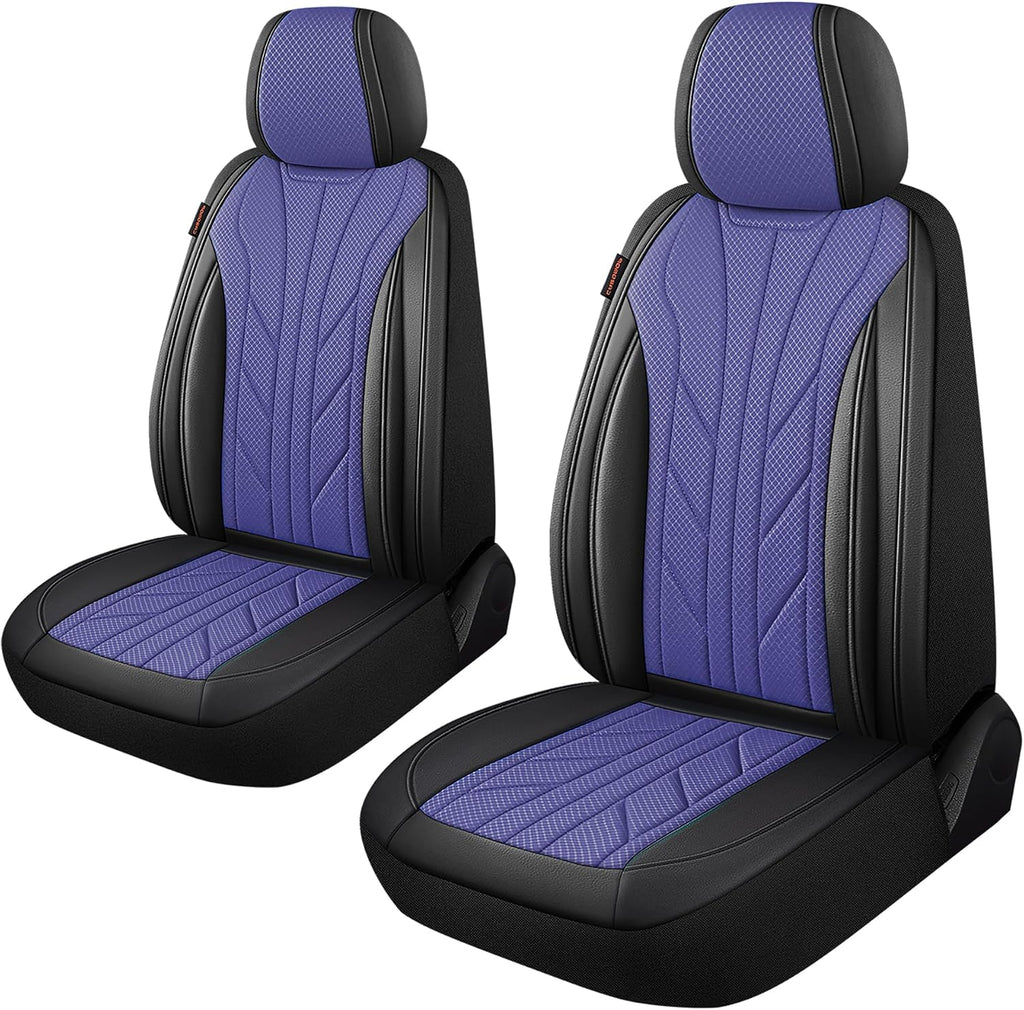 CAROMOP Luxury Faux Leather&Fabric Car Seat Covers 2 Front Seats