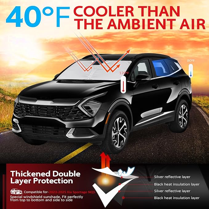 KAYZT Windshield Sun Shade for 2023-2025 2026 Kia Sportage NQ5 Foldable - Image 2