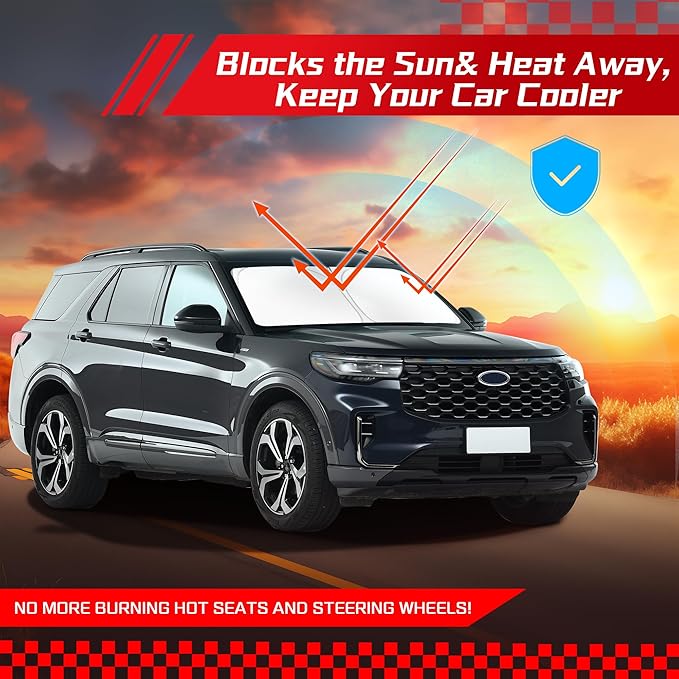 ARISMOTOR Windshield Sun Shade for Ford Explorer 2020-2025, Custom Fit Foldable - Image 7