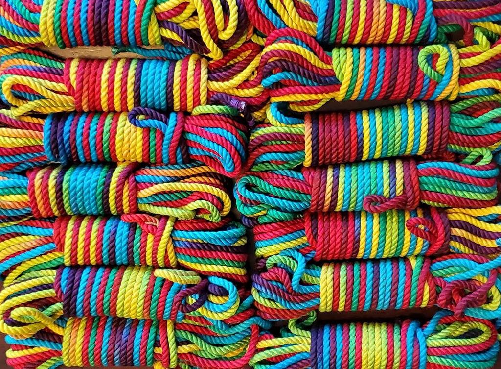 32 Foot Rainbow Bamboo Rope | Braided 1/4 Inch | Stronger Than Jute, Soft Like Silk