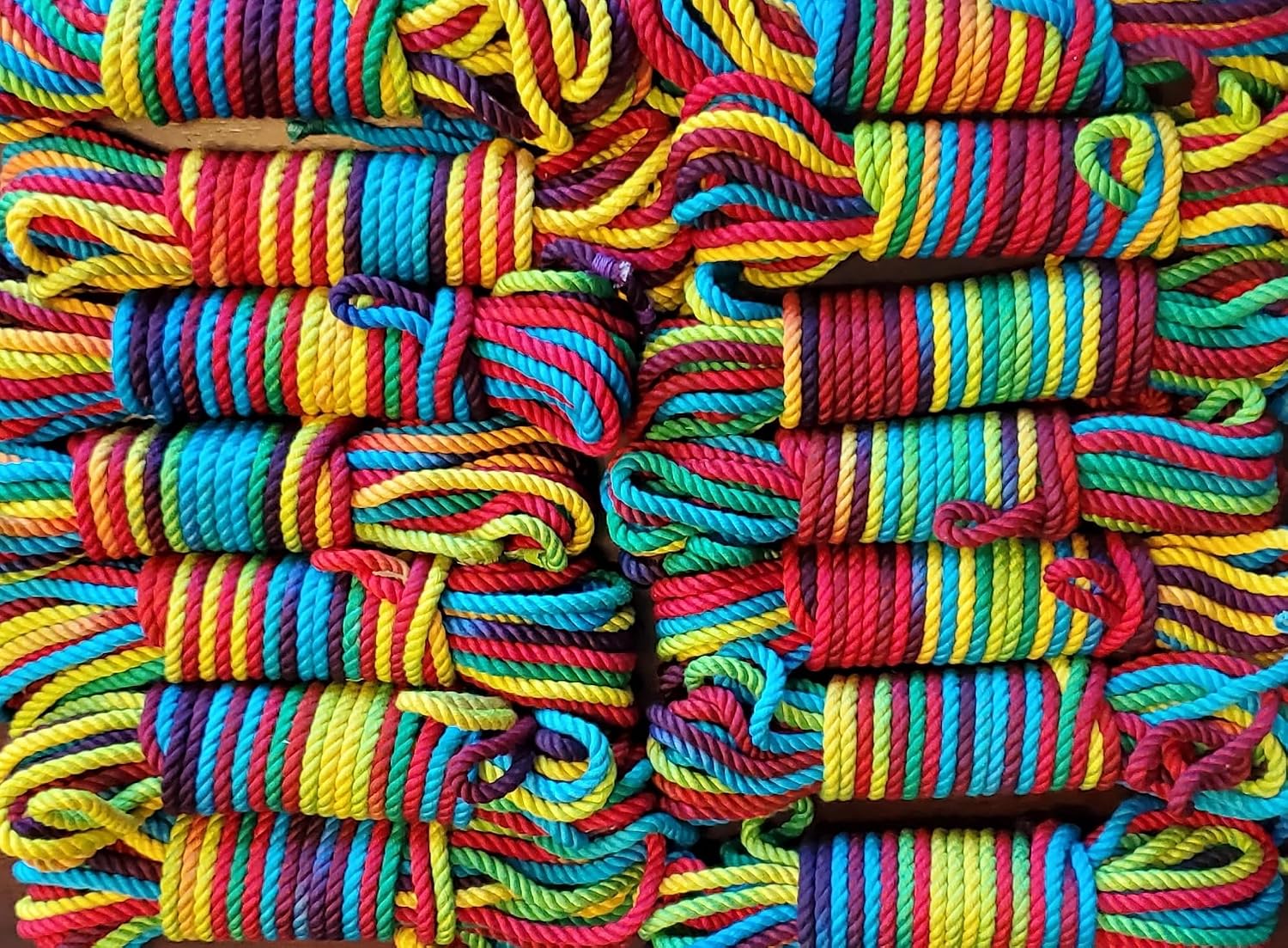 32 Foot Rainbow Bamboo Rope | Braided 1/4 Inch | Stronger Than Jute, Soft Like Silk