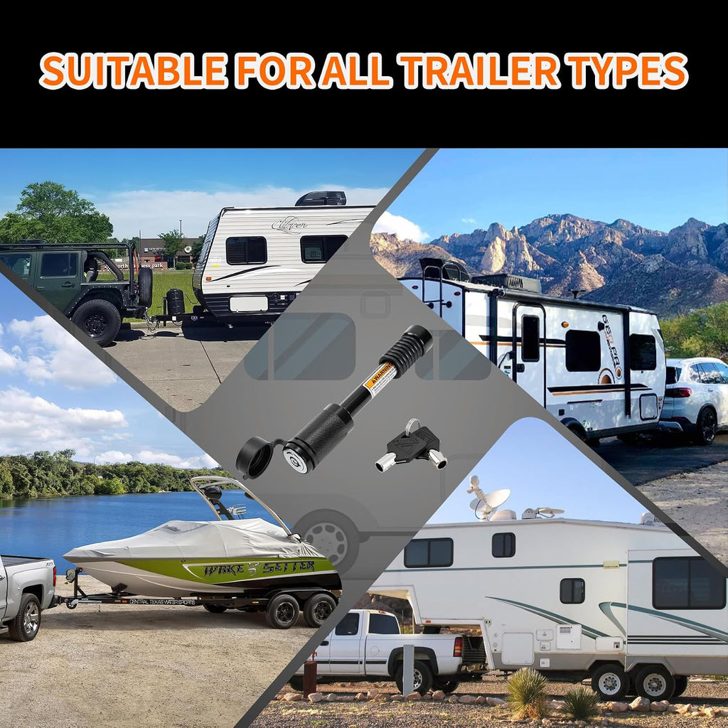 METOWARE Trailer Hitch Lock Hitch Receiver Pin Lock Fits Class III IV V and 2”- 3-1/2" Receiver with 5/8" Dia 4” Lock Pin and 8 Anti-Rattle Rubber O-Rings Receiver Hitch Lock (4 Pack)
