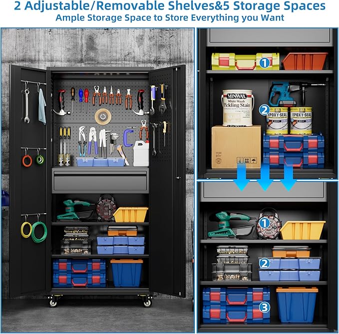 71" H Metal Garage Storage Cabinet - Image 7