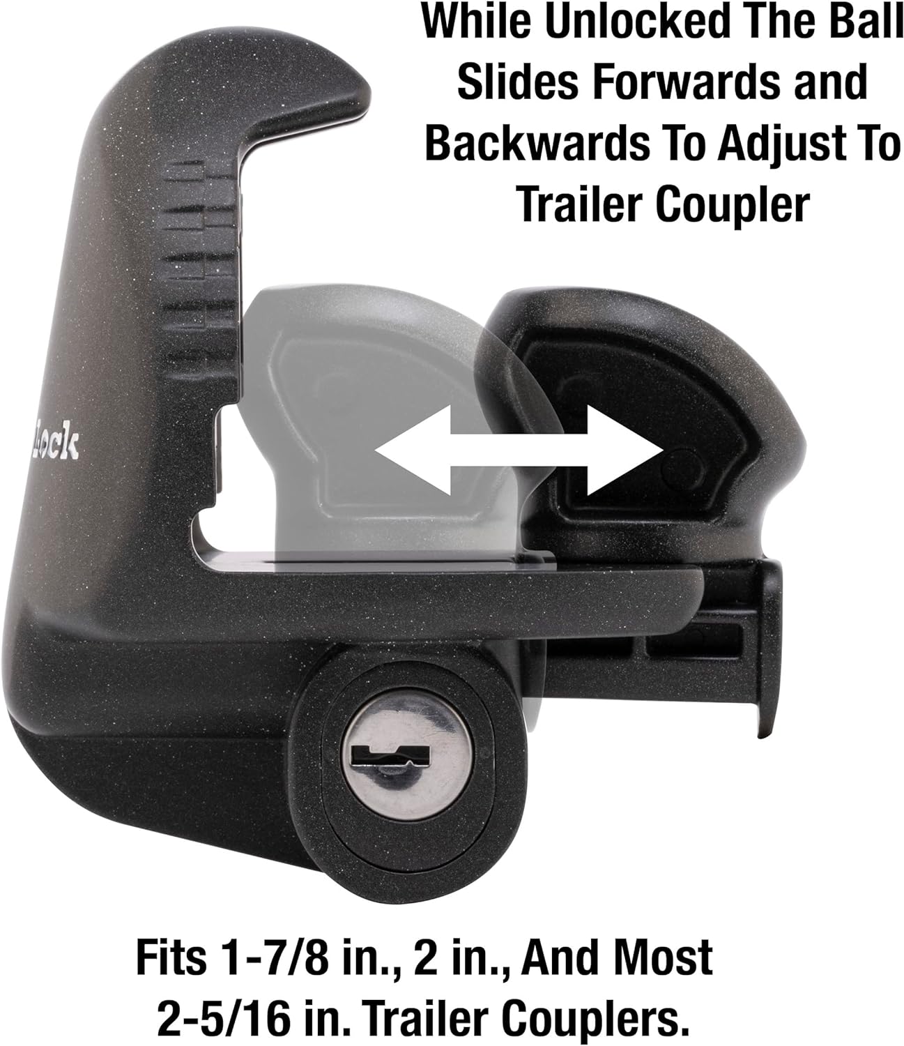 Master Lock Black Universal Size Trailer Hitch Lock, Trailer Coupler Lock for Securing RV’s, Horse Trailers, Tool Trailers and More, 379ATPY