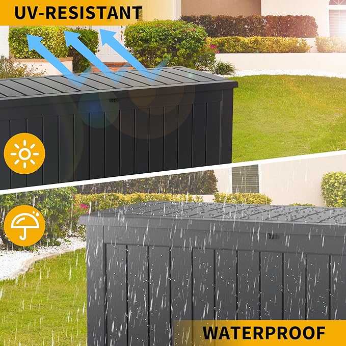 270 Gallon Outdoor Storage Box Patio Deck Box Waterproof, Resin Lockable - Image 3