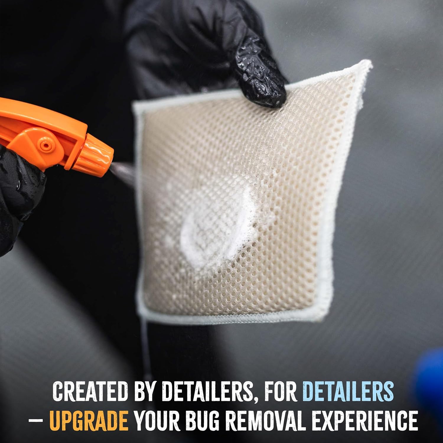 The Rag Company - Jersey Bug Scrubber Pads - Pearl Weave, Easily and Safely Trap Bug Splatter in Sponge, Safe on All Finishes, 4in x 6in, Ice Grey (5-Pack)
