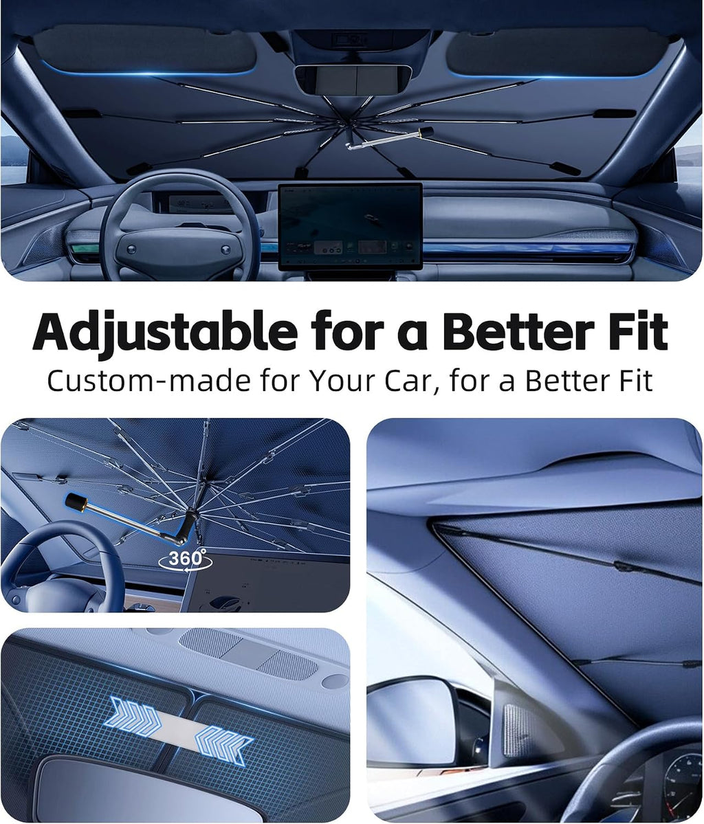 Windshield Sun Shade for Nissan Pathfinder 2022-2026 with 360° Rotating Shaft, Custom Fit Umbrella Sunshade for UV Blocking, Interior Heat Protection, Easy Storage
