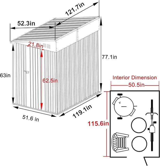 BlueWish 4'x10' Storage Shed, Outdoor Storage Shed - Image 2
