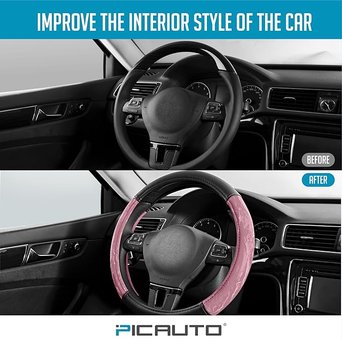PIC AUTO Steering Wheel Cover, Silk Grain Leather Car Steering Wheel Protector - Image 5