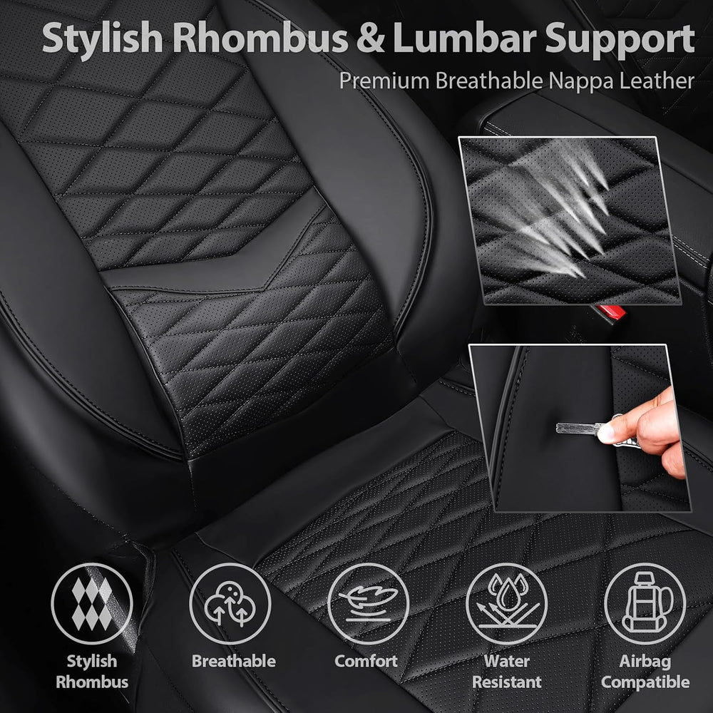 CAR PASS Luxury Nappa Leather Front Seat Covers, Waterproof 3D Foam Seat Cove...