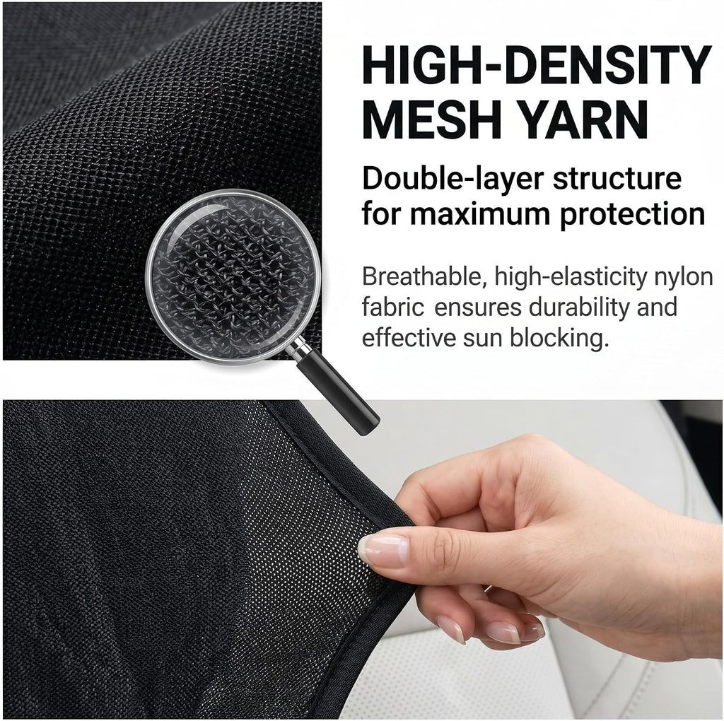 4 PCS Car Window Sunshade Mesh, Heat Block Double-Layer Side Window Shades, Breathable High-Density Glass Glass Protection Curtain, Fit for Most Cars (Black #Car)