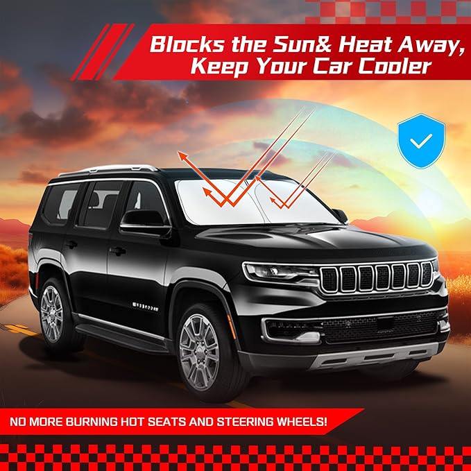 ARISMOTOR Windshield Sun Shade for Jeep Wagoneer 2022-2025, Custom Fit Foldable - Image 7