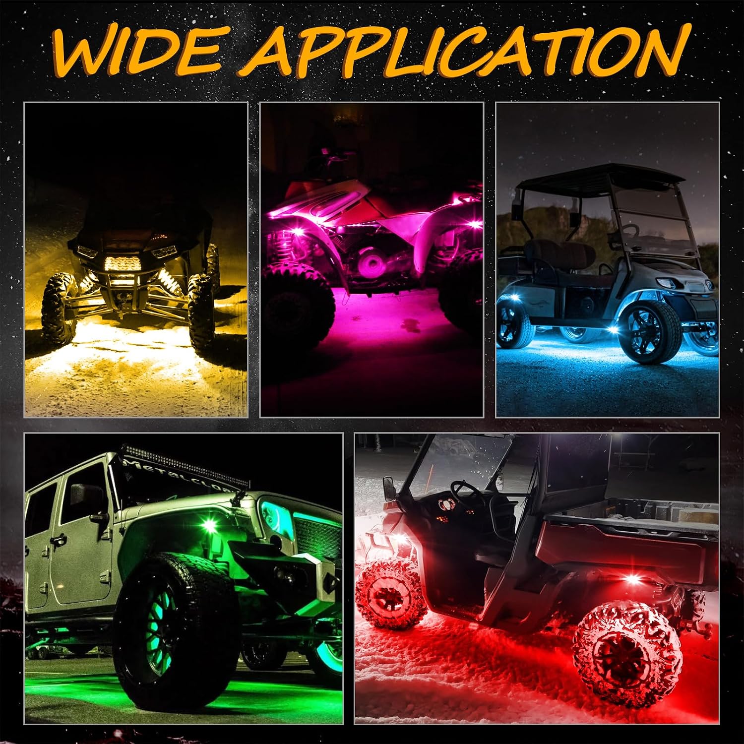 RGB Rock Light Kits, Niwaker 4 Pods LED Rock Lights with Bluetooth Control Multicolor Neon LED Lights RGB Underglow Lights for Truck UTV ATV SUV Off Road Side by Side Polaris Can-am Kawasaki Boat