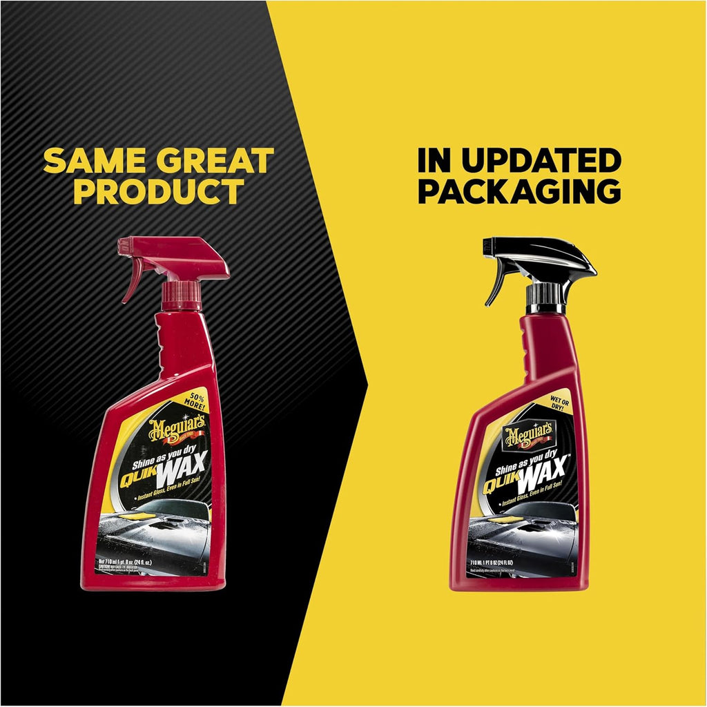 Meguiar's Quik Wax, Spray Wax for Car Detailing that Creates a Deep Shiny Look, Can Be Applied to Wet or Dried Paint and In Direct Sunlight, Moisture Rolls Off Waxed Paint, 24 Oz