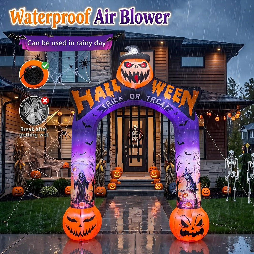 10 FT Halloween Inflatable Archway, Built-in LED Lights, Blow Up Outdoor Yard...